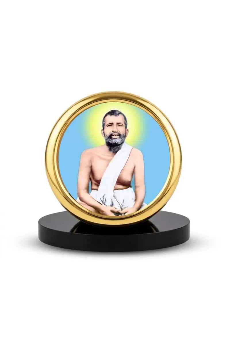 Car Desk/Table Top Ramakrishna Paramahamsa Metal Golden Photo Stand  2x2 Inches, Compact & Stylish Spiritual Display For Car, Home & Office (Pack Of 1) (F18442)