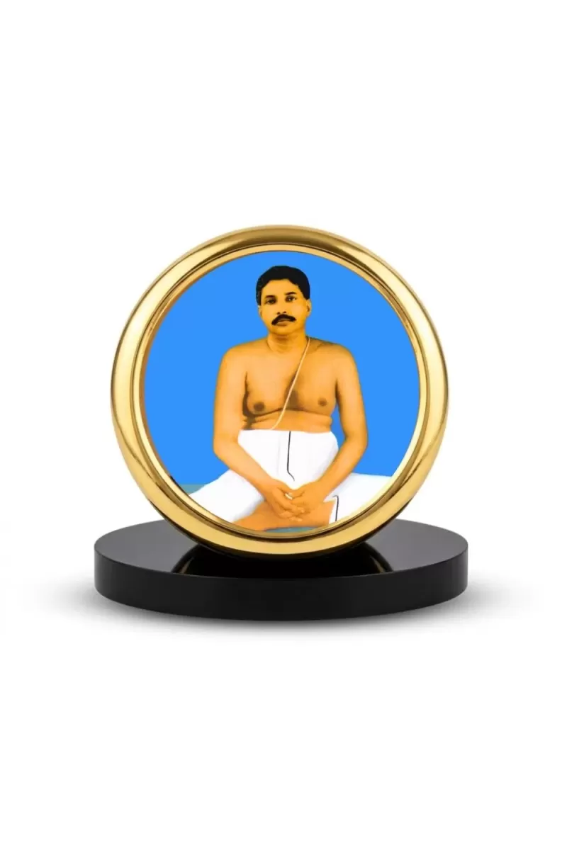 Car Desk/Table Top Sri Thakur Anukul Metal Golden Photo Stand  2x2 Inches, Compact & Stylish Spiritual Display For Car, Home & Office (Pack Of 1) (F18443)