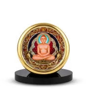Car Desk/Table Top Mahavir  Metal Golden Photo Stand  2x2 Inches, Compact & Stylish Spiritual Display For Car, Home & Office (Pack Of 1) (F18457)