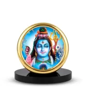 Car Desk/Table Top Lord Shiva Metal Golden Photo Stand  2x2 Inches, Compact & Stylish Spiritual Display For Car, Home & Office (Pack Of 1) (F18459)