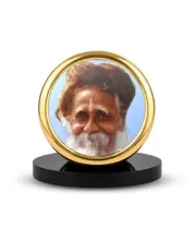 Car Desk/Table Top Sri Sri Sitaramdas Omkarnath Metal Golden Photo Stand  2x2 Inches, Compact & Stylish Spiritual Display For Car, Home & Office (Pack Of 1) (F18461)