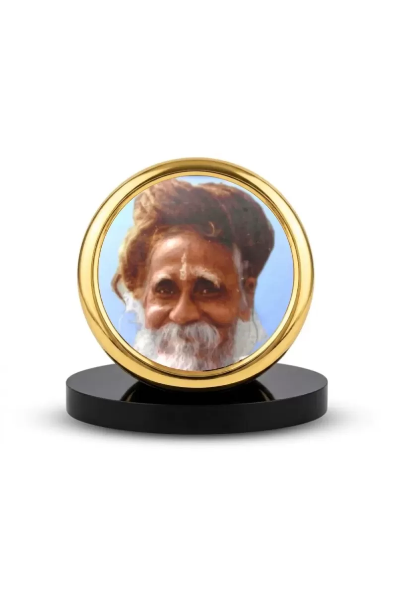 Car Desk/Table Top Sri Sri Sitaramdas Omkarnath Metal Golden Photo Stand  2x2 Inches, Compact & Stylish Spiritual Display For Car, Home & Office (Pack Of 1) (F18461)