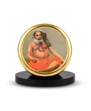 Car Desk/Table Top Bijoy Krishna Goswami Metal Golden Photo Stand  2x2 Inches, Compact & Stylish Spiritual Display For Car, Home & Office (Pack Of 1) (F18462)