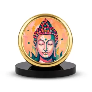 Car Desk/Table Top Serene Buddha Metal Golden Photo Stand 2x2 Inches, Compact & Stylish Spiritual Display For Car, Home & Office (Pack Of 1) (F18467) Car Desk/Table Top Serene Buddha Metal Golden Photo Stand 2x2 Inches, Compact & Stylish Spiritual Display For Car, Home & Office (Pack Of 1) (F18467)