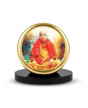 Car Desk/Table Top Srila Prabhupada Metal Golden Photo Stand  2x2 Inches, Compact & Stylish Spiritual Display For Car, Home & Office (Pack Of 1) (F18468)