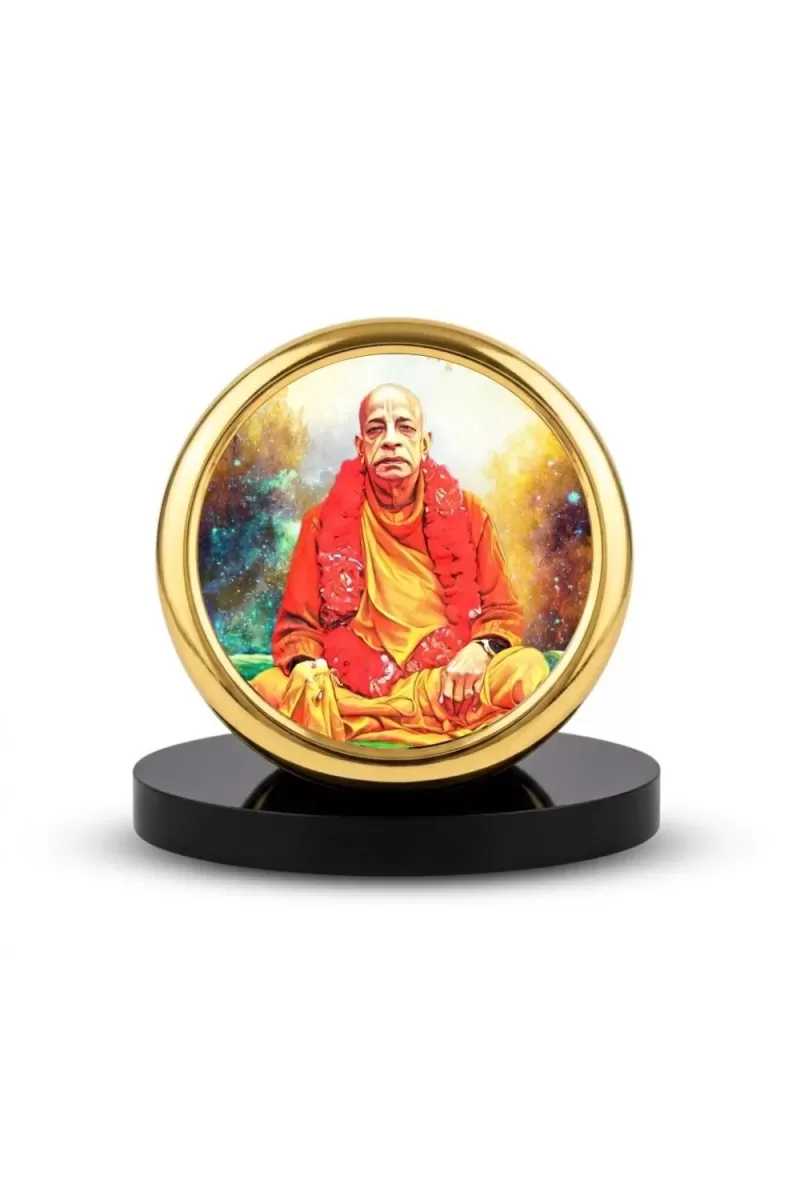 Car Desk/Table Top Srila Prabhupada Metal Golden Photo Stand  2x2 Inches, Compact & Stylish Spiritual Display For Car, Home & Office (Pack Of 1) (F18468)