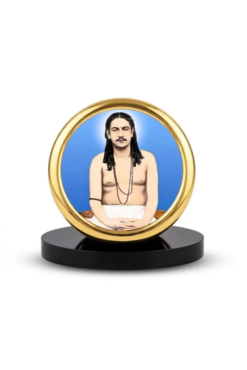 Car Desk/Table Top Nigamananda Saraswati Metal Golden Photo Stand  2x2 Inches, Compact & Stylish Spiritual Display For Car, Home & Office (Pack Of 1) (F18470)