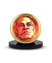 Car Desk/Table Top Srila Prabhupada Metal Golden Photo Stand  2x2 Inches, Compact & Stylish Spiritual Display For Car, Home & Office (Pack Of 1) (F18472)