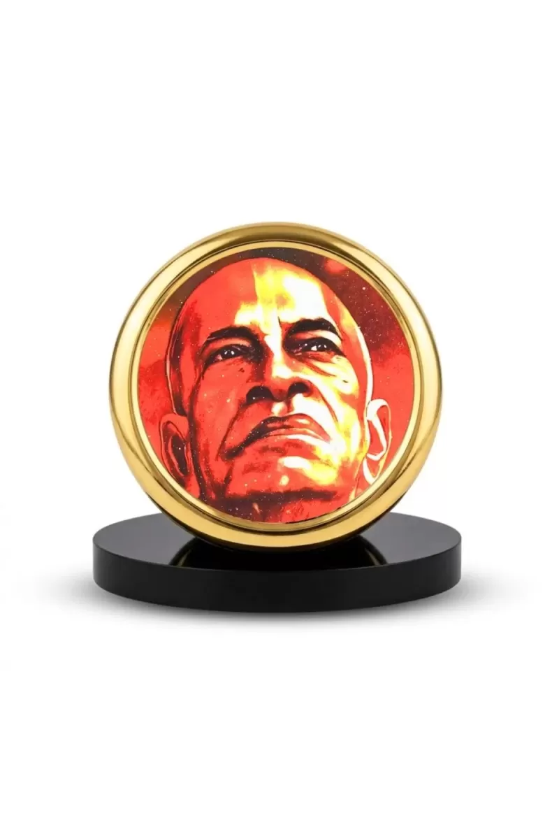 Car Desk/Table Top Srila Prabhupada Metal Golden Photo Stand  2x2 Inches, Compact & Stylish Spiritual Display For Car, Home & Office (Pack Of 1) (F18472)