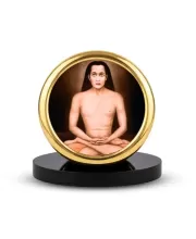 Car Desk/Table Top Mahavatar Babaji Metal Golden Photo Stand  2x2 Inches, Compact & Stylish Spiritual Display For Car, Home & Office (Pack Of 1) (F18474)