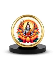 Car Desk/Table Top Lord Shiva Metal Golden Photo Stand  2x2 Inches, Compact & Stylish Spiritual Display For Car, Home & Office (Pack Of 1) (F18475)