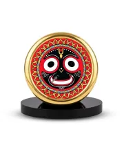 Car Desk/Table Top Lord Jagannath Metal Golden Photo Stand  2x2 Inches, Compact & Stylish Spiritual Display For Car, Home & Office (Pack Of 1) (F18476)