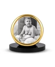 Car Desk/Table Top Sri Sri Thakur Anukul Chandra Metal Golden Photo Stand  2x2 Inches, Compact & Stylish Spiritual Display For Car, Home & Office (Pack Of 1) (F18477)