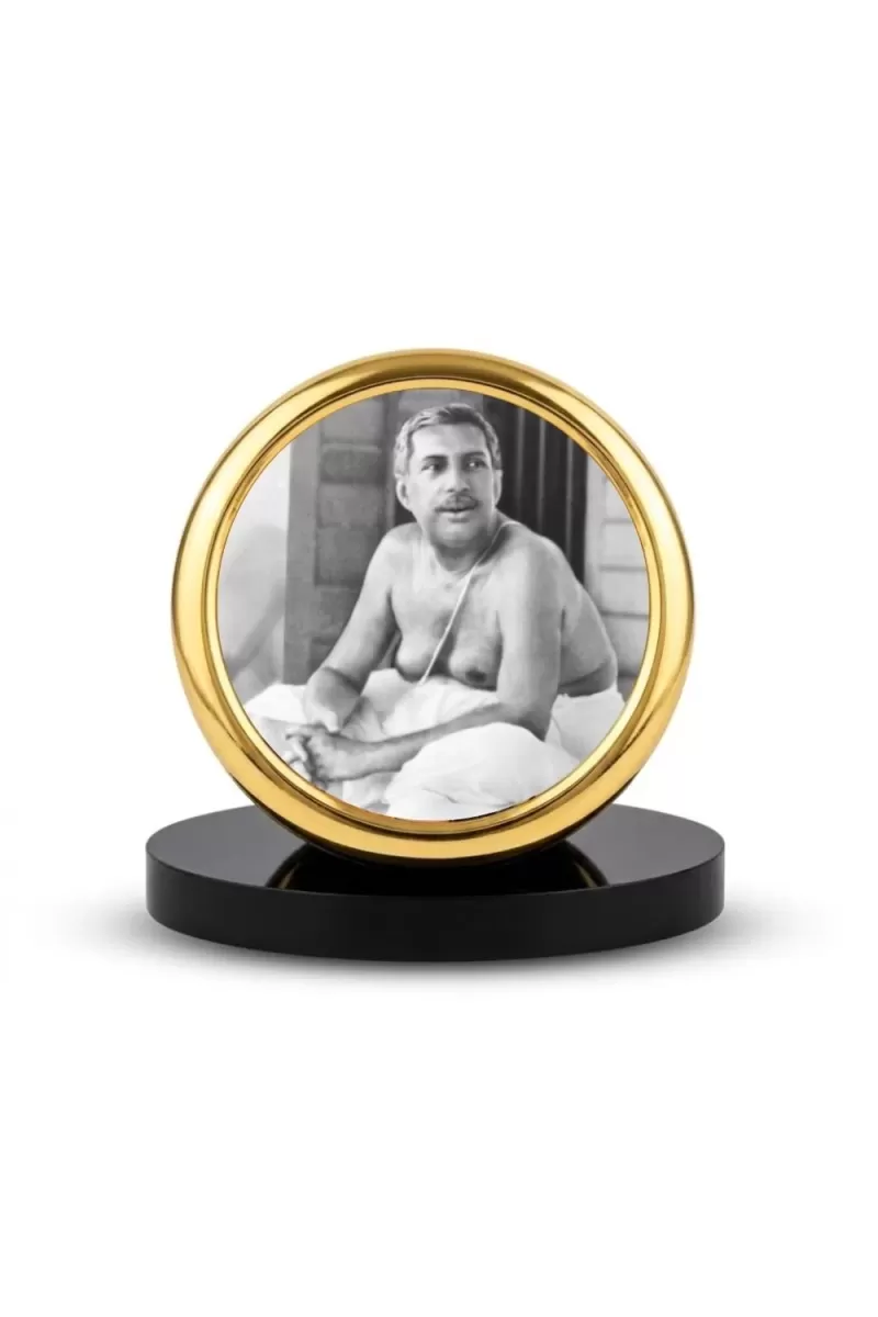 Car Desk/Table Top Sri Sri Thakur Anukul Chandra Metal Golden Photo Stand  2x2 Inches, Compact & Stylish Spiritual Display For Car, Home & Office (Pack Of 1) (F18477)
