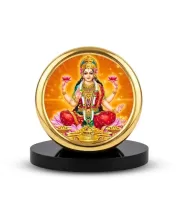 Car Desk/Table Top Goddess Lakshmi Metal Golden Photo Stand  2x2 Inches, Compact & Stylish Spiritual Display For Car, Home & Office (Pack Of 1) (F18479)