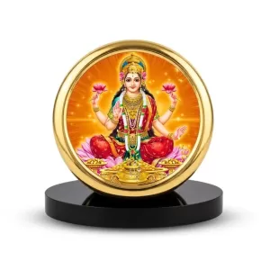 Car Desk/Table Top Goddess Lakshmi Metal Golden Photo Stand  2x2 Inches, Compact & Stylish Spiritual Display For Car, Home & Office (Pack Of 1) (F18479)