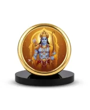 Car Desk/Table Top Lord Rama Metal Golden Photo Stand  2x2 Inches, Compact & Stylish Spiritual Display For Car, Home & Office (Pack Of 1) (F18481)