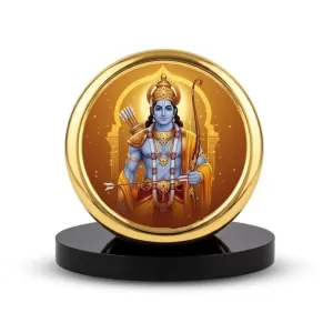 Car Desk/Table Top Lord Rama Metal Golden Photo Stand  2x2 Inches, Compact & Stylish Spiritual Display For Car, Home & Office (Pack Of 1) (F18481)