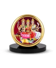Car Desk/Table Top Lakshmi Saraswathi Parvathi Metal Golden Photo Stand  2x2 Inches, Compact & Stylish Spiritual Display For Car, Home & Office (Pack Of 1) (F18482)