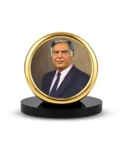 Car Desk/Table Top Rathan Tata Metal Golden Photo Stand  2x2 Inches, Compact & Stylish Spiritual Display For Car, Home & Office (Pack Of 1) (F18483)