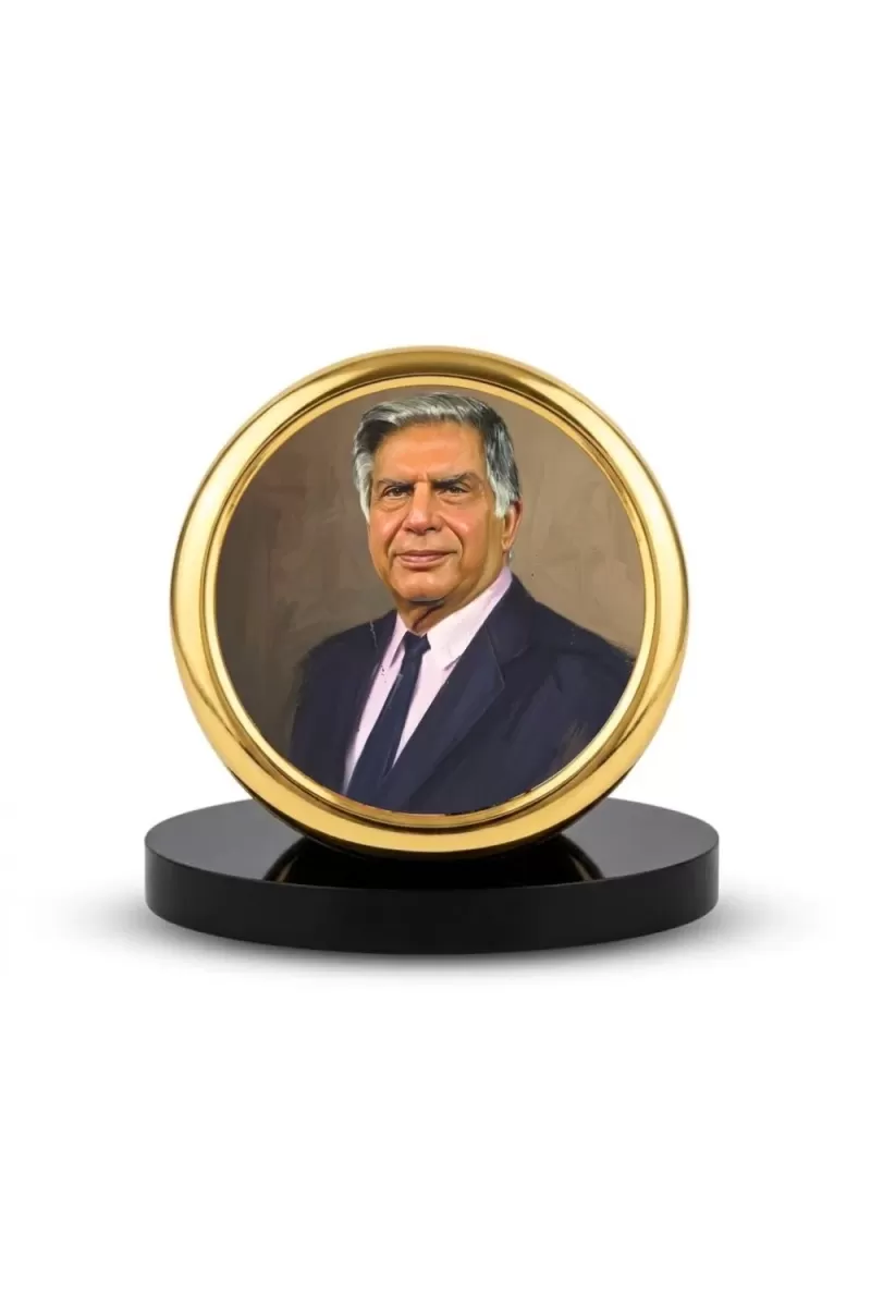 Car Desk/Table Top Rathan Tata Metal Golden Photo Stand  2x2 Inches, Compact & Stylish Spiritual Display For Car, Home & Office (Pack Of 1) (F18483)