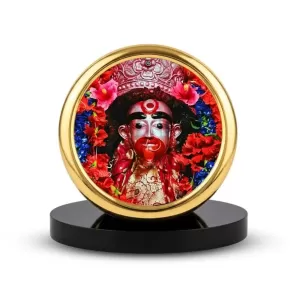 Car Desk/Table Top Tara Maa Metal Golden Photo Stand 2x2 Inches, Compact & Stylish Spiritual Display For Car, Home & Office (Pack Of 1) (F18484) Car Desk/Table Top Tara Maa Metal Golden Photo Stand 2x2 Inches, Compact & Stylish Spiritual Display For Car, Home & Office (Pack Of 1) (F18484)