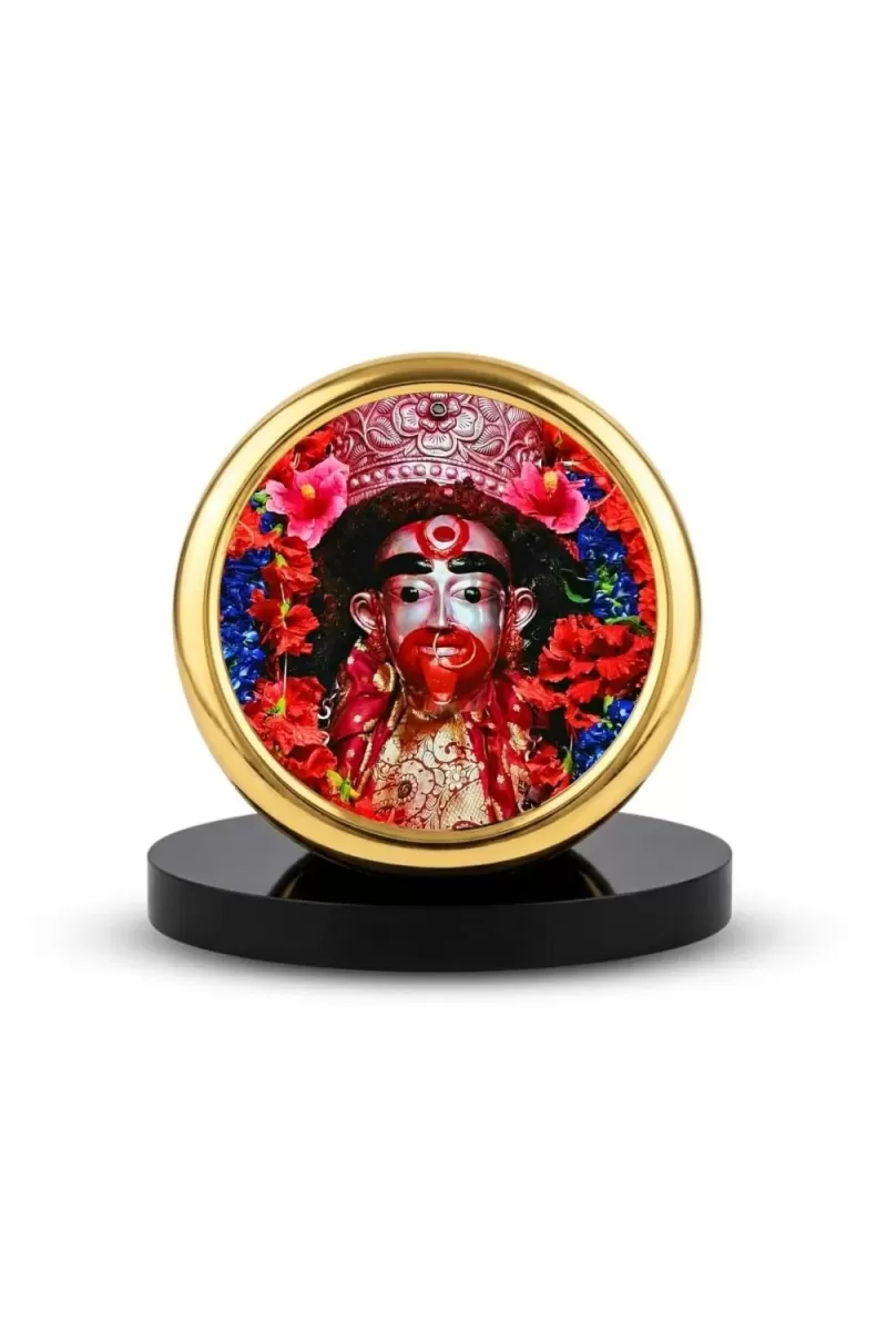 Car Desk/Table Top Tara Maa Metal Golden Photo Stand  2x2 Inches, Compact & Stylish Spiritual Display For Car, Home & Office (Pack Of 1) (F18484)