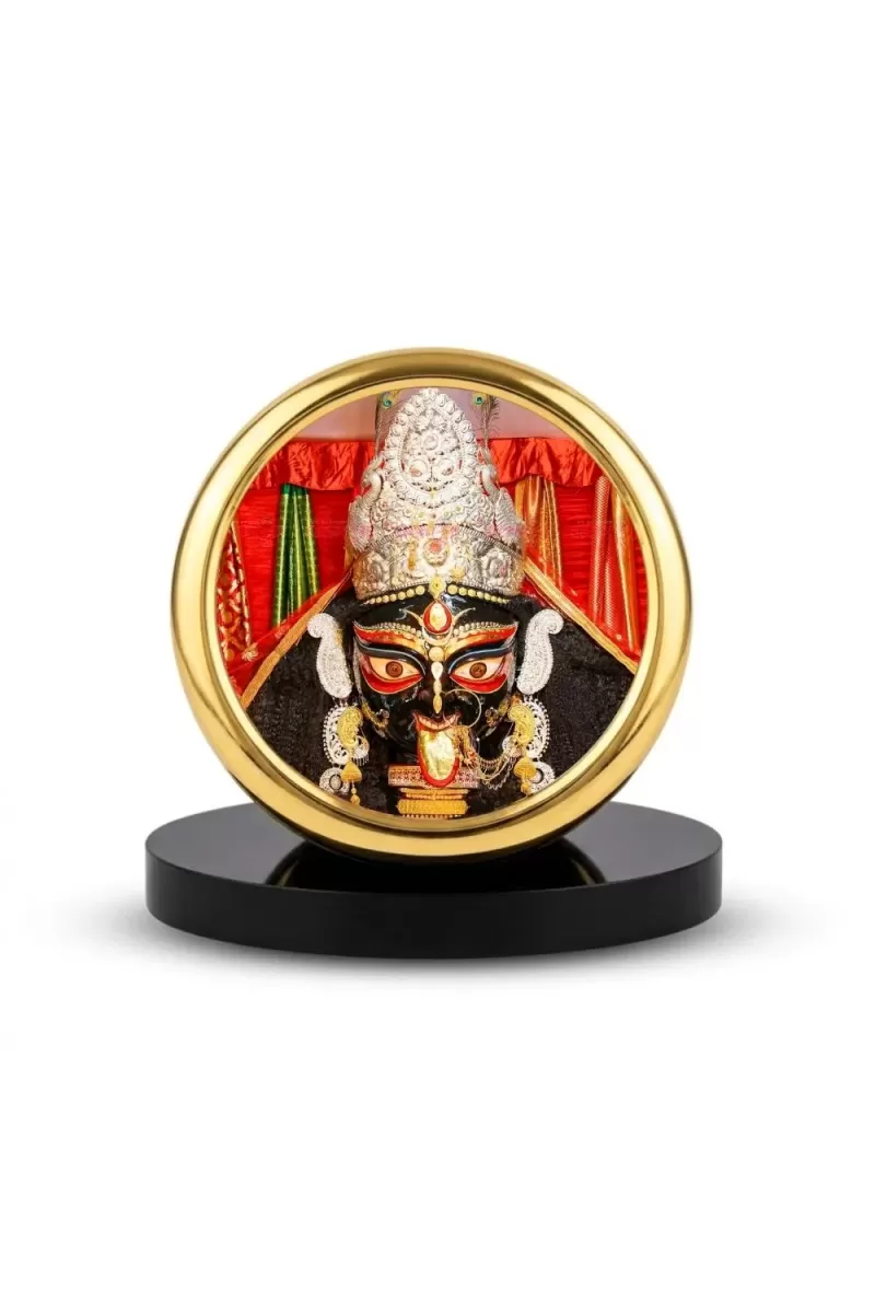 Car Desk/Table Top Maa Kali Metal Golden Photo Stand  2x2 Inches, Compact & Stylish Spiritual Display For Car, Home & Office (Pack Of 1) (F18485)