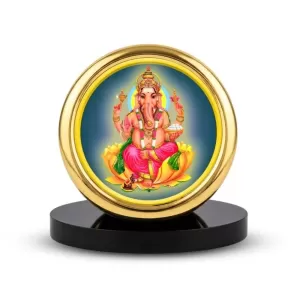 Car Desk/Table Top Lord Ganesha Metal Golden Photo Stand 2x2 Inches, Compact & Stylish Spiritual Display For Car, Home & Office (Pack Of 1) (F18487) Car Desk/Table Top Lord Ganesha Metal Golden Photo Stand 2x2 Inches, Compact & Stylish Spiritual Display For Car, Home & Office (Pack Of 1) (F18487)