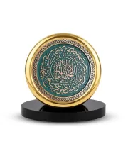 Car Desk/Table Top Islamic Calligraphy Metal Golden Photo Stand  2x2 Inches, Compact & Stylish Spiritual Display For Car, Home & Office (Pack Of 1) (F18490)
