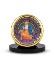 Car Desk/Table Top Gurunanak Metal Golden Photo Stand  2x2 Inches, Compact & Stylish Spiritual Display For Car, Home & Office (Pack Of 1) (F18491)