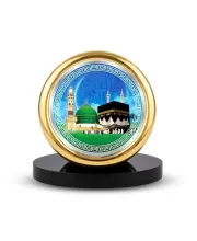 Car Desk/Table Top Macca Metal Golden Photo Stand  2x2 Inches, Compact & Stylish Spiritual Display For Car, Home & Office (Pack Of 1) (F18494)