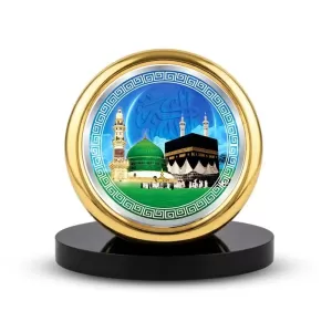 Car Desk/Table Top Macca Metal Golden Photo Stand 2x2 Inches, Compact & Stylish Spiritual Display For Car, Home & Office (Pack Of 1) (F18494) Car Desk/Table Top Macca Metal Golden Photo Stand 2x2 Inches, Compact & Stylish Spiritual Display For Car, Home & Office (Pack Of 1) (F18494)
