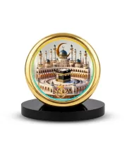 Car Desk/Table Top Macca Metal Golden Photo Stand  2x2 Inches, Compact & Stylish Spiritual Display For Car, Home & Office (Pack Of 1) (F18495)