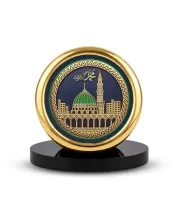 Car Desk/Table Top Macca Masid Metal Golden Photo Stand  2x2 Inches, Compact & Stylish Spiritual Display For Car, Home & Office (Pack Of 1) (F18496)