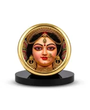 Car Desk/Table Top Maa Durga Metal Golden Photo Stand  2x2 Inches, Compact & Stylish Spiritual Display For Car, Home & Office (Pack Of 1) (F18499)