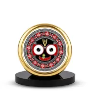 Car Desk/Table Top Lord Jagannath Metal Golden Photo Stand  2x2 Inches, Compact & Stylish Spiritual Display For Car, Home & Office (Pack Of 1) (F18500)