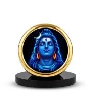 Car Desk/Table Top Lord Shiva Metal Golden Photo Stand  2x2 Inches, Compact & Stylish Spiritual Display For Car, Home & Office (Pack Of 1) (F18501)
