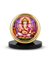 Car Desk/Table Top Lord Ganesha Metal Golden Photo Stand  2x2 Inches, Compact & Stylish Spiritual Display For Car, Home & Office (Pack Of 1) (F18502)