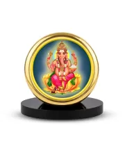 Car Desk/Table Top Lord Ganesha Metal Golden Photo Stand  2x2 Inches, Compact & Stylish Spiritual Display For Car, Home & Office (Pack Of 1) (F18506)