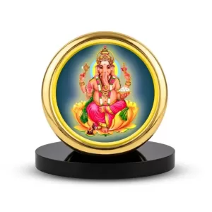 Car Desk/Table Top Lord Ganesha Metal Golden Photo Stand 2x2 Inches, Compact & Stylish Spiritual Display For Car, Home & Office (Pack Of 1) (F18506) Car Desk/Table Top Lord Ganesha Metal Golden Photo Stand 2x2 Inches, Compact & Stylish Spiritual Display For Car, Home & Office (Pack Of 1) (F18506)