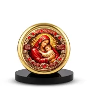 Car Desk/Table Top Jesus And Merry Metal Golden Photo Stand  2x2 Inches, Compact & Stylish Spiritual Display For Car, Home & Office (Pack Of 1) (F18508)