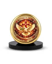 Car Desk/Table Top Jesus Symbol Metal Golden Photo Stand  2x2 Inches, Compact & Stylish Spiritual Display For Car, Home & Office (Pack Of 1) (F18509)