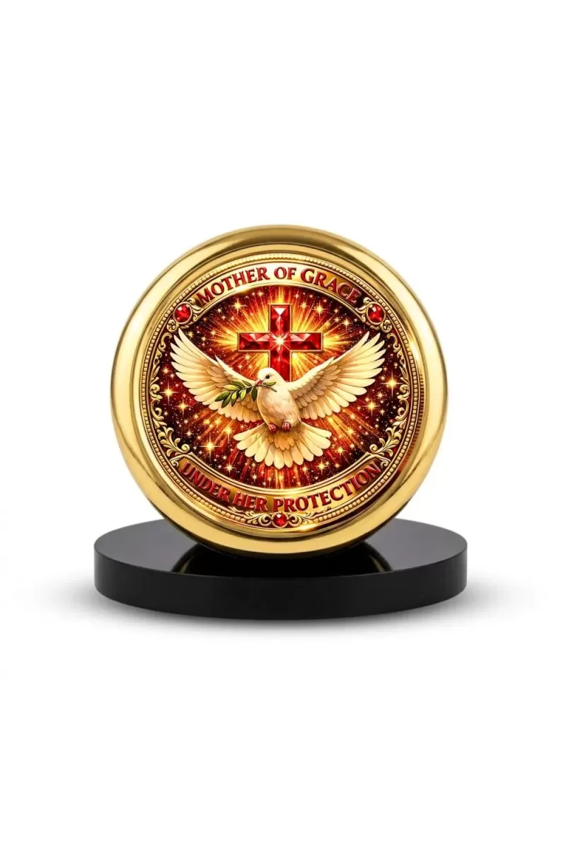 Car Desk/Table Top Jesus Symbol Metal Golden Photo Stand  2x2 Inches, Compact & Stylish Spiritual Display For Car, Home & Office (Pack Of 1) (F18509)