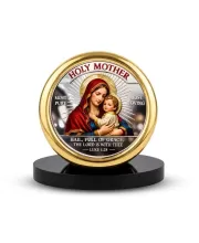 Car Desk/Table Top Jesus And Merry Metal Golden Photo Stand  2x2 Inches, Compact & Stylish Spiritual Display For Car, Home & Office (Pack Of 1) (F18510)