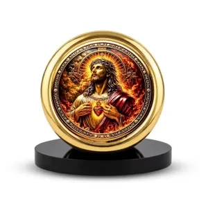 Car Desk/Table Top Jesus Metal Golden Photo Stand 2x2 Inches, Compact & Stylish Spiritual Display For Car, Home & Office (Pack Of 1) (F18511) Car Desk/Table Top Jesus Metal Golden Photo Stand 2x2 Inches, Compact & Stylish Spiritual Display For Car, Home & Office (Pack Of 1) (F18511)