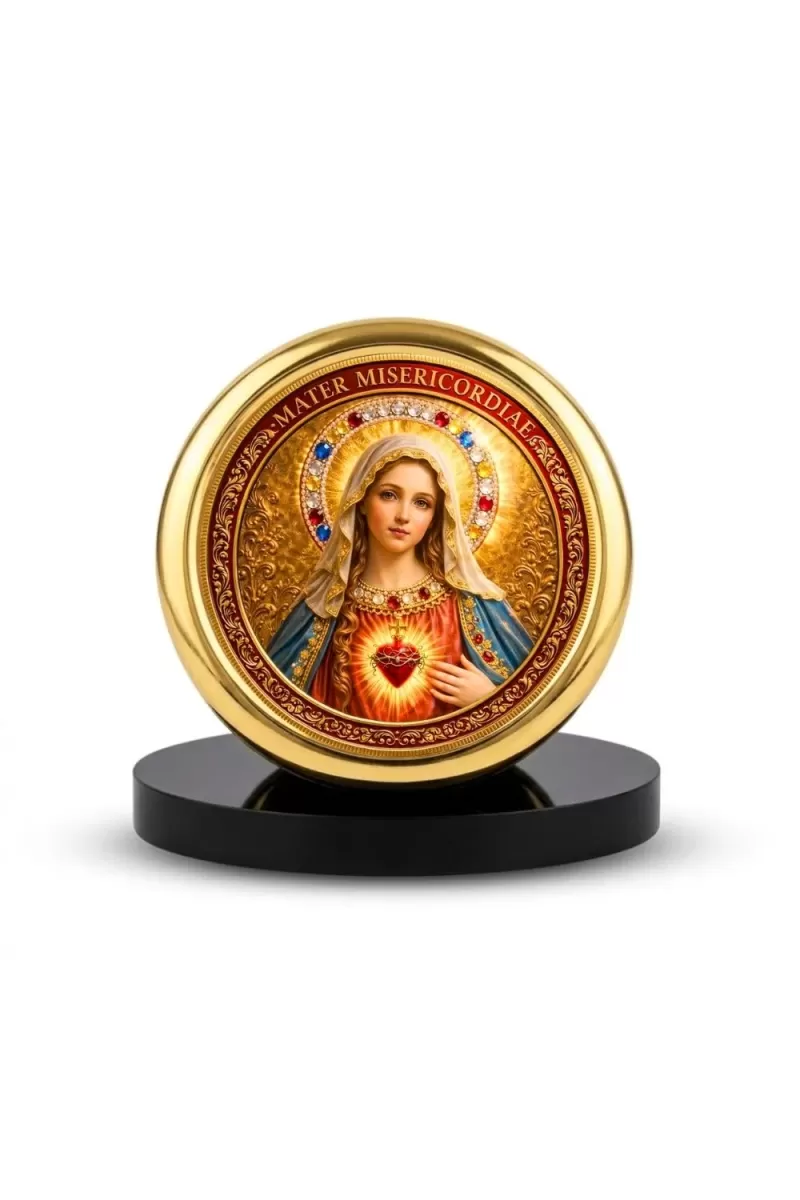 Car Desk/Table Top Merry  Metal Golden Photo Stand  2x2 Inches, Compact & Stylish Spiritual Display For Car, Home & Office (Pack Of 1) (F18512)