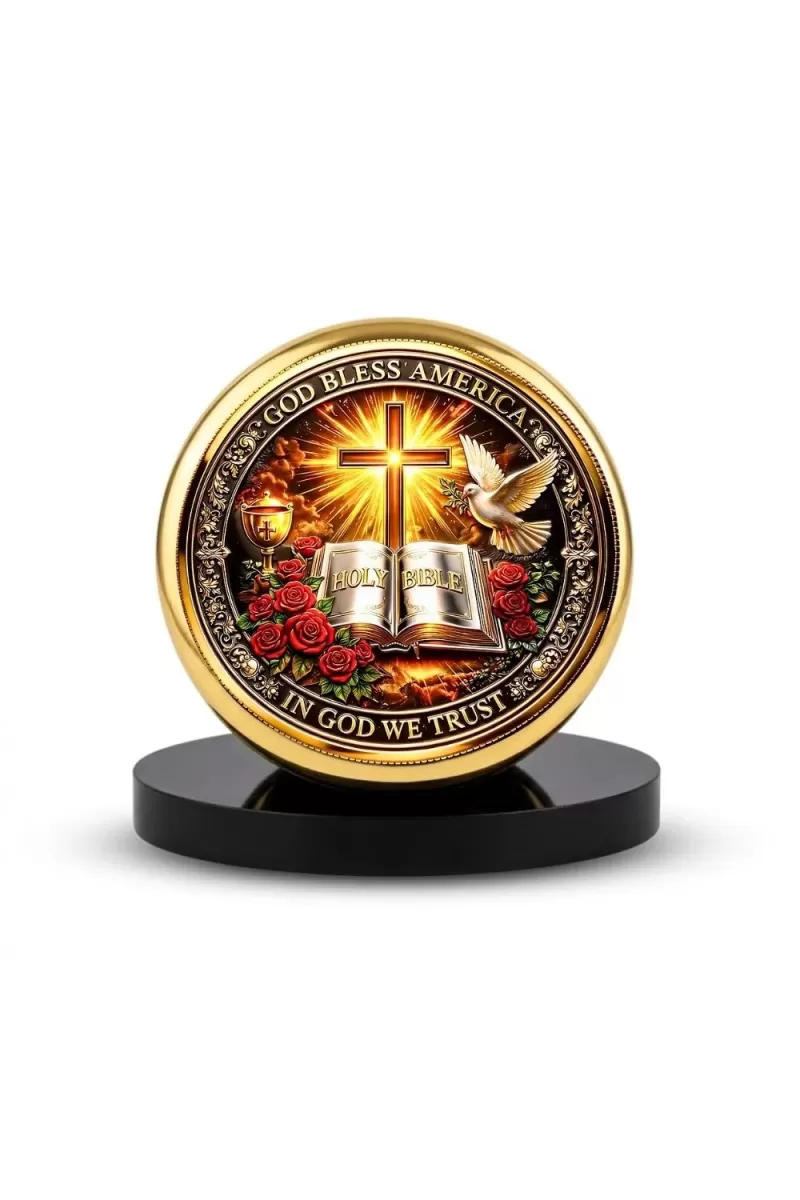 Car Desk/Table Top Jesus Symbol Silva Metal Golden Photo Stand  2x2 Inches, Compact & Stylish Spiritual Display For Car, Home & Office (Pack Of 1) (F18515)