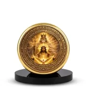 Car Desk/Table Top Lord Jesus Metal Golden Photo Stand  2x2 Inches, Compact & Stylish Spiritual Display For Car, Home & Office (Pack Of 1) (F18516)