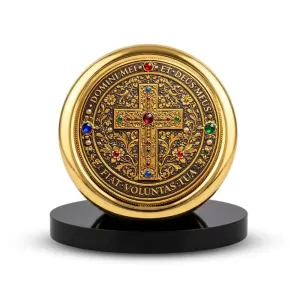 Car Desk/Table Top Lord Jesus Symbol  Metal Golden Photo Stand  2x2 Inches, Compact & Stylish Spiritual Display For Car, Home & Office (Pack Of 1) (F18517)